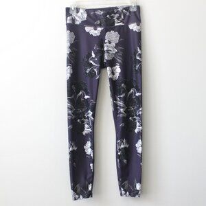 JoyLab Dark Muted Purple Floral Athletic Performance Leggings Pocket Small